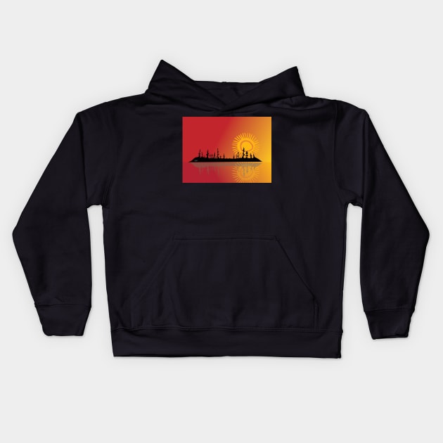 Summer  Sunset Landscape Niibin Indigenous WAWEZHI CANADA Kids Hoodie by WAWEZHI